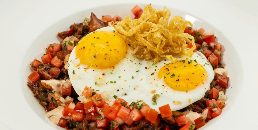 Brisket breakfast hash with eggs